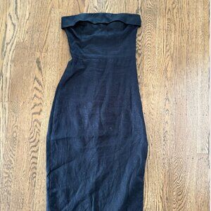 Black Reformation strapless linen dress